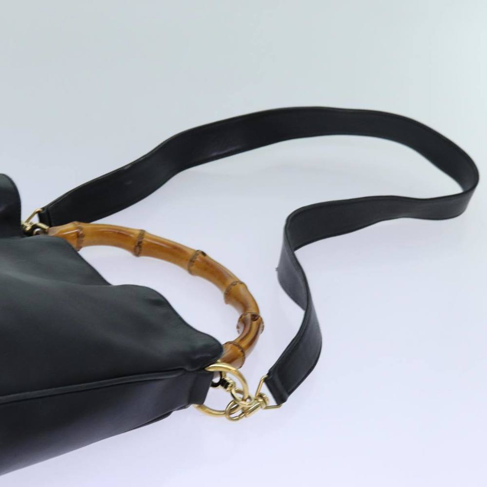 GUCCI Bamboo Shoulder Bag Leather 2way Black Auth 70623 - Picture 8 of 16